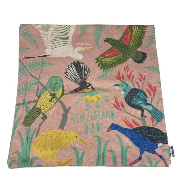 New Zealand Birds Pink Decorative Linen Pillow Case - Picture 1 of 5
